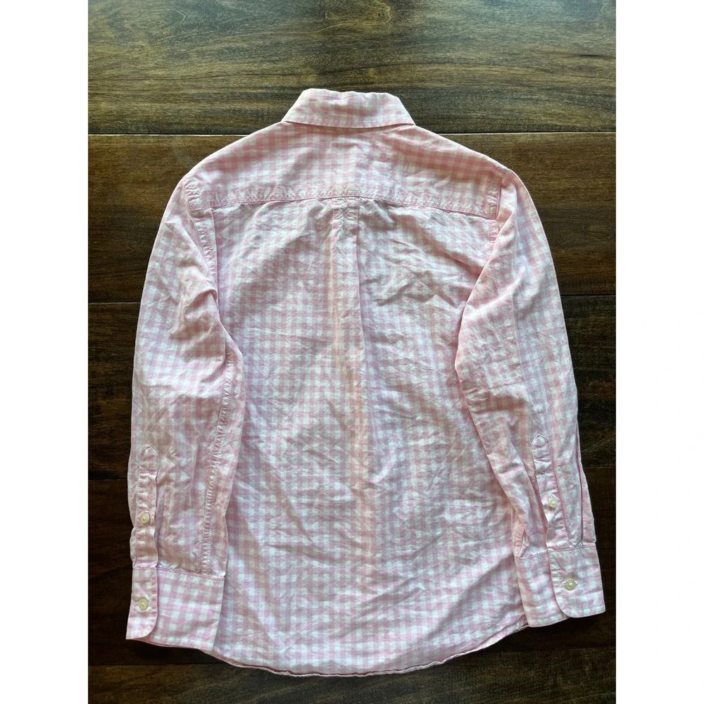 Crewcuts Pink‎ Gingham Button Down Shirt Kids Size 8 Long Sleeve Cotton - Picture 8 of 8